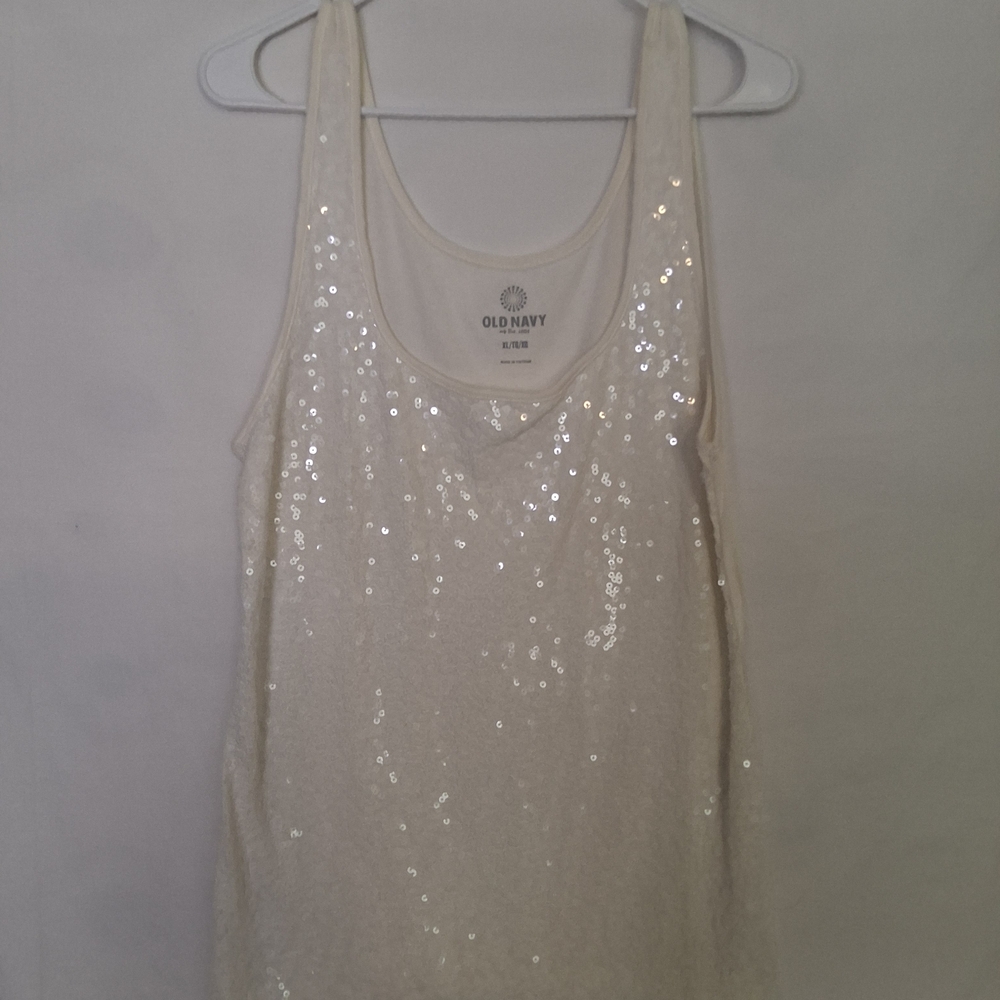 Old‎ Navy Sparkling White Sequin Tank Top